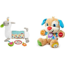 Fisher-Price GLK39 GLK39 4-in-1 Lama Play Cushion, Multicoloured & FPM50 - Learning Fun Dog, German Language, from 6 Months