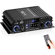 S-288 Bluetooth 5.0 Power Amplifier 35Wx4, 1200W 4.1 CH Hi-Fi Integrated Speaker, USB/FM/MIC Amp Home Audio Receiver System with Remote Control & Power Supply DC 12V 5A