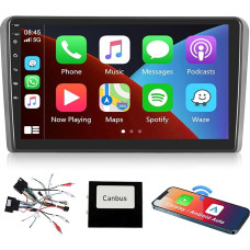 Podofo Carplay Car Radio for Audi A3 2008-2012, 9 Inch Touchscreen Car Radio 2G + 64G with Wireless Carplay Android Car, Bluetooth/GPS/WiFi/FM/RDS/SWC/HiFi/USB+Reversing Camera