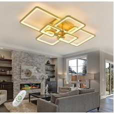 Šiuolaikinis lubų šviestuvas LED juodas svetainės kambario šviestuvas 78 W 6 stačiakampis geometrinis svetainės kambario lubų šviestuvas