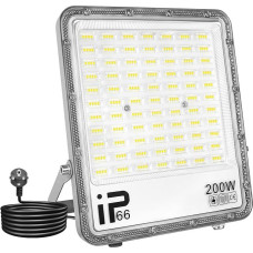 SKYWORLD lauko LED prožektorius su kištuku, 200 W 20000 LM LED lauko prožektorius 6000 K Cool White IP66 vandeniui atsparus LED prožektorius, skirtas sodui, kiemams, kiemui, privažiavimui, durims