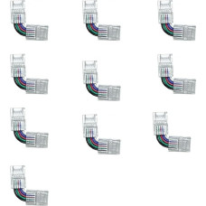 LED kampinė jungtis 5 kaiščiai 10 mm dešiniojo kampo L formos be lydmetalio reguliuojama jungtis 5050 3528 RGB RGBW RGB+CCT LED juostos žibintams