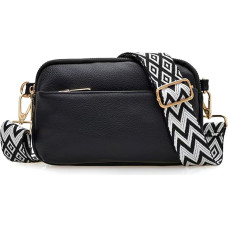 3 Zips Crossbody Bag for Women Vegan Leather Small Shoulder Handbags with Wide Strap