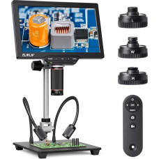 Elikliv 4K magnetinis 3 objektyvų mikroskopas: Skaitmeninis mikroskopas suaugusiesiems, šoninis apšvietimas, 10 colių stovas, suderinamas su kompiuteriu ir televizoriumi, 64 GB