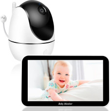 Kūdikių monitorius su kamera 5 colių kūdikių monitorius 720p kūdikių telefonas Skaitmeninis priartinimas Dviejų krypčių garsas Įterpiama SD kortelė VOX režimas Naktinis matymas Temperatūros stebėjimas Lullaby žadintuvas