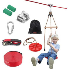 VEVOR Zipline Set for Kids & Adults, 20m Zipline Sets up to 500 lbs, Outdoor Zip Lines Backyard Playground Entertainment with Zipline, Nylon Seat Belt & Accessory Kit