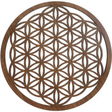 SENTOP HDF0168 Gyvybės gėlė Medinė mandala Sienų menas Drožinėtas paveikslas ant sienos vidaus medžio meno dekoras (riešutmedis, 70 cm)