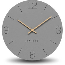Cander Berlin MNU 2650 H XXL Wall Clock Silent 50 cm without Ticking Noises Analogue Living Room Modern Vintage Grey Wooden Hands Large