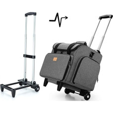 Luxja Overlocker nuimamas vežimėlis, Coverlock siuvimo mašinos vežimėlis su nuimamu paklotu, Overlock siuvimo mašinos krepšys (pridedamas tik vienas tuščias krepšys), pilkas