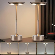 Bedside Lamp Wireless Table Lamp Battery LED Table Lamp Touch Dimmable Lamp with USB Rechargeable Battery Table Lamps Nickel Set of 2 for Modern Windowsill Living Room Children's Room Bedroom