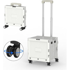 Sulankstomas pirkinių krepšelis ant 4 ratų, 360° kampu besisukantis sulankstomas mokytojo krepšelis su teleskopine rankena, sunkus, 30 kg talpos, skirtas stovyklavimui, apsipirkimui, pilkas, HGH189