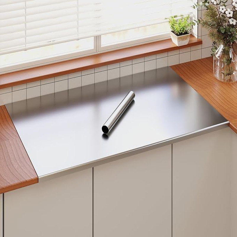 uyoyous Nerūdijančio plieno pjaustymo lenta 80 x 50 cm Didelė pjaustymo lenta su 