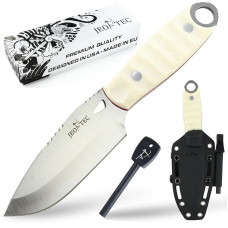 JEO-TEC Nº10 Bushcraft Knife - Išgyvenimo peilis stovykloje - Lauko pilnaviduris peilis - Stovyklavimo peilis - 10 cm geležtė MOVA - dėklas ir ugniai atsparus plienas - Rankų darbo Ispanijoje