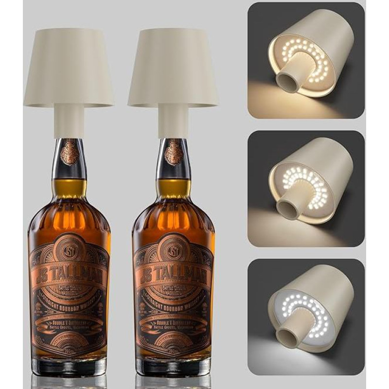 Aipsun 2 x LED stalinis šviestuvas su akumuliatoriumi Dimmable Battery Bottle Lamp IP54 Waterproof (Beige/Aluminium) 2700 K / 4000 K / 6000 K spalvinė temperatūra 3 W, skirtas naudoti viduje ir lauke Baras Restoranas Terasa