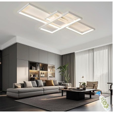 Lubų šviestuvas LED Svetainės lubų šviestuvas Įleidžiamas LED stačiakampis su nuotolinio valdymo pulteliu Dimmable 3000 K - 6000 K, miegamojo energiją taupantis dekoratyvinis apšvietimas (110 x 60 cm/95 W, baltas)