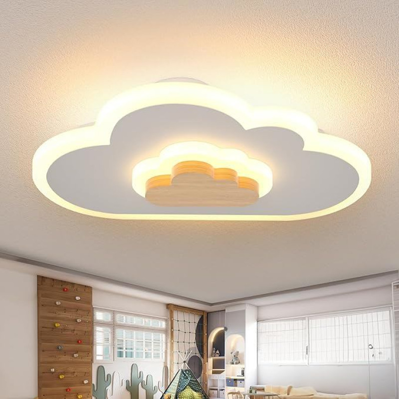 LED lubų šviestuvas Miegamasis Vaikų kambario šviestuvas Lubų šviestuvas vaikams Debesys Lubų šviestuvas Mediena 50 W Nuolatinis užtemdymas su nuotolinio valdymo pulteliu su naktinės šviesos funkcija 80 cm