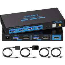 USB 3.0 HDMI KVM Switch 2 PC 1 Monitors 4K60Hz KVM Switches for Two Computers Share 1 Set Mouse, Keyboard, U Disk Printer, Support for up to 4 USB Devices