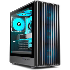 FOIFKIN K6 kompiuterio korpusas - iš anksto įmontuotas 6 PWM ARGB ventiliatorius (3 x 140 mm ir 3 x 120 mm), ATX Mid-Tower žaidimų kompiuterio korpusas, su C tipo jungtimi (juodas, K6)