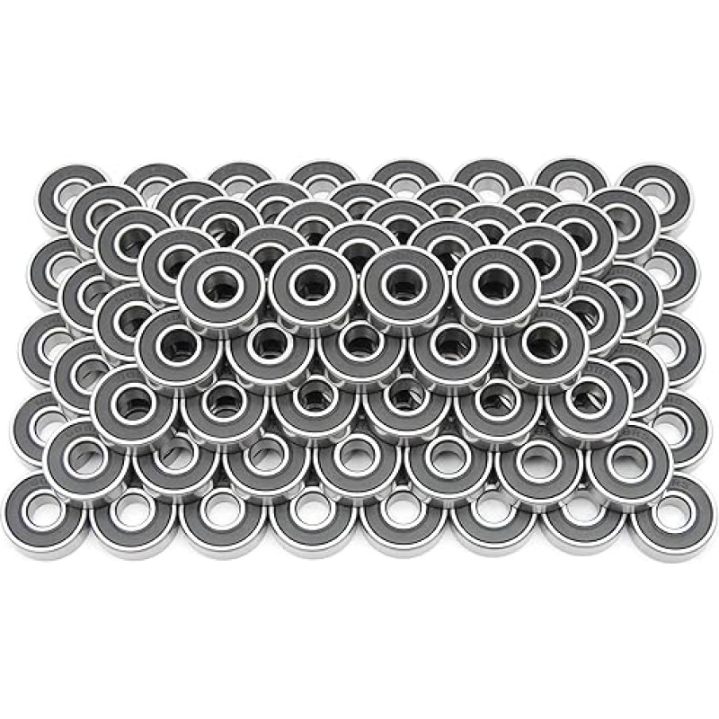 100 rutulinių guolių 608 2RS / 8 x 22 x 7 mm, giliojo griovelio rutulinis guolis 608 RS