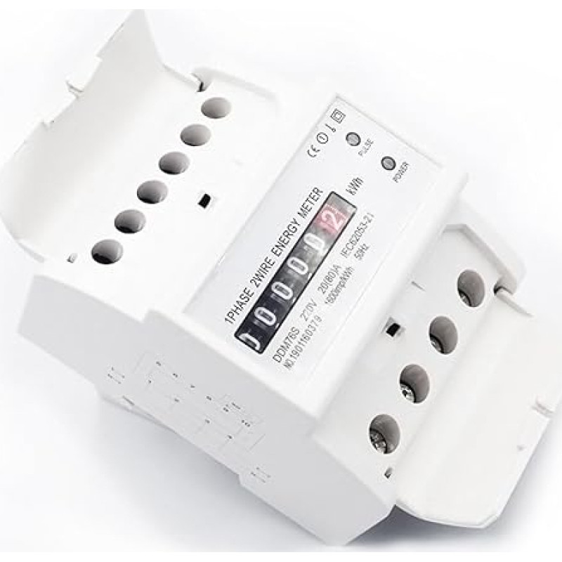 DIN Schienen Stromzähler 35 mm 5-80 A, einphasig, zweiadrig, tragbar, schienenmontiert, Ziffernanzeige, Dual LED Wattmeter