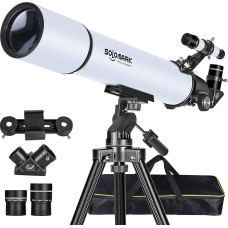 Suaugusiesiems skirti astronomijos teleskopai, 80 mm diafragmos 900 mm profesionalus refraktoriaus teleskopas vaikams pradedantiesiems, kompaktiškas ir nešiojamas kelioninis teleskopas su krepšiu ir telefono adapteriu