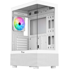 Itek Case SHOWBUI 33W - Gaming Tower, ATX, 12 cm ARGB Fan, Side and Front Panel Temp Glass, White Edition