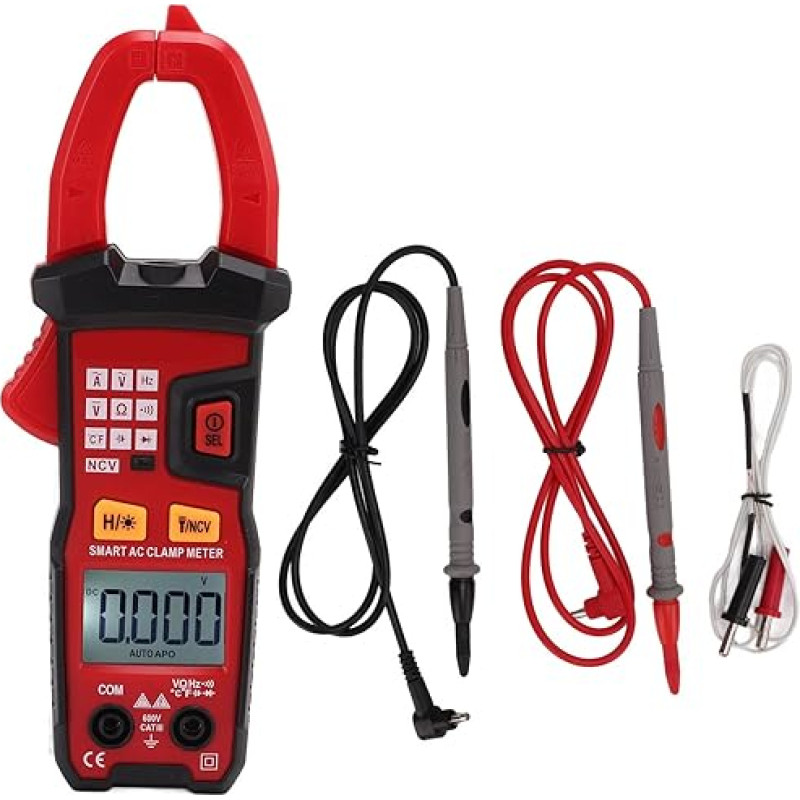 Zangen-Multimeter, digitales LCD-Hintergrundbeleleuchtungs-Display, Tastentyp, Taschenlampe, Spannung, Strom, Tester für Elektrizität, Ventiltest, professionelle Elektriker,