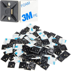 25 mm x 25 mm lipnūs kabelių kaklaraiščių laikikliai XHF2018, juodos spalvos