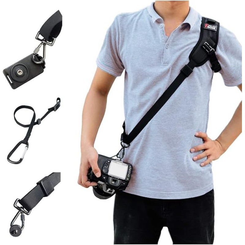 Kameragurt Schnellverschluss Neopren Schwarz Kamera Tragegurt Schultergurt Gurt für Canon Nikon Sony Fujifilm Olympus DSLR SLR