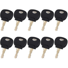 10 Stück Baumaschinen-Schlüssel 14603, 14607 für Bobcat, BOMAG - Edelstahl und Kunststoff Ersatzschlüssel-Set, kompatibel mit Bobcat- und Bomag-Geräten