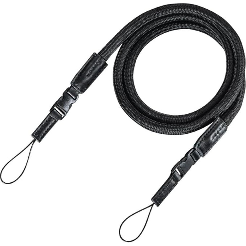 Hama Camera Strap with Quick Release (Braided Carrying Strap, Neck Strap 120 cm Length, Nylon, Universal Shoulder Strap for SLR, DSLR, Compact Camera and System Camera, Retro) Black