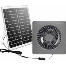 Solarbetriebener 12-V-Wand-Abluftventilator mit Motor aus reinem Kupfer, verstärktes Flügelrad, feuerfestes ABS-Gehäuse, Rückschlagventil-Design, energiesparende Luft (10,2 cm)