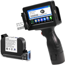 Rankinis spausdintuvas E55 su greitai džiūstančia W6900K rašalo kasete, nešiojamasis rankinis spausdintuvas, 12,7 mm antgalis serijos numeriams, logotipams, 