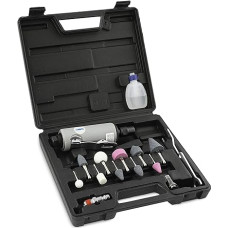 ABAC Compressed Air Straight Grinder for Compressor G-201, Air Grinder with Rubber Handle, 5 Grinding Pins with 3mm Shank and 5 with 6mm Shank, 25,000 RPM, Max Pressure 6 Bar