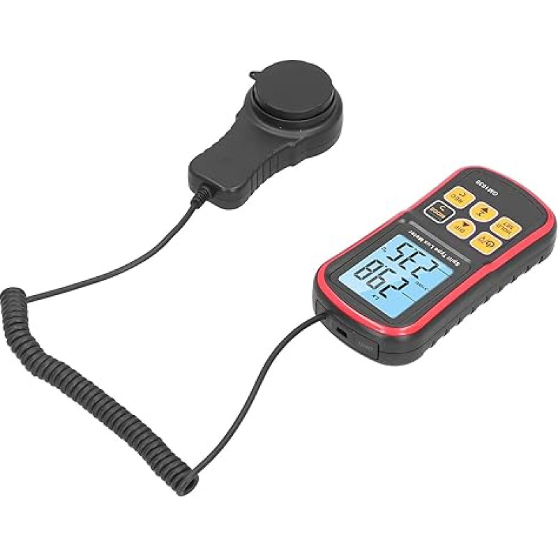 SIXRUN Digitales Leuchtdichtemessgerät mit Automatischer Reichweite für Genaue Lichtumsetzung, Lichtmessgerät mit Hintergrundbeleuchtetem Bildschirm, 0-200.000 Lux, 0-20.000 Fc, 3 X 1,5 V AAA-Batterie