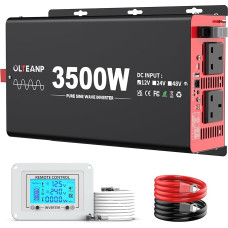 3500 Watt Pure Sine Wave Inverter, 12 V DC to 2400 V AC Inverter with 2 AC Outputs, USB Port, Type-C Connection for Truck, Vehicle, Power Outage, Remote Control with LCD Screen