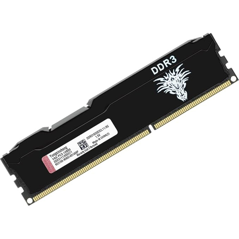 DDR3 8GB darbalaukio operatyviosios atminties 1600MHz PC3-12800 UDIMM Non-ECC Unbuffered 1.5V 2Rx8 Dual Rank 240-Pin CL11 PC kompiuterio atminties modulio atnaujinimo atminties rinkinys (juodas)