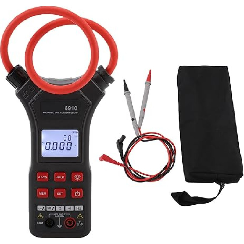 Eujgoov Flexibler Klemmmessgerät AC Elektrische Tester Digitales Amperemeter mit Taschenlampendatenspeicher für AC0A-10000A DC0.1V-1000V 0 Ω-200000 & ω-Messung
