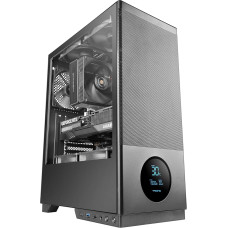 Tacens SAGITTA20, ATX PC Case, LED Screen with Real-time Temperatures, 3 x 120 mm Fans, Side Tempered Glass, Front Mesh Metal Dust Cover, CableHatch, USB-C, Black