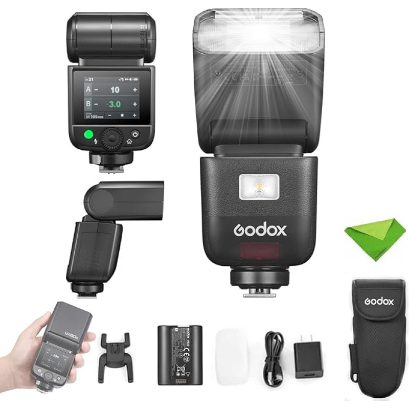 Godox V480N V480-N TTL blykstė Nikon fotoaparatams, GN50 1/8000 HSS, 650 pilno galingumo blykstė, 1,7 s įkrovimo laikas, 2.4G belaidis ryšys, ličio jonų baterija, jutiklinis blykstės ekranas