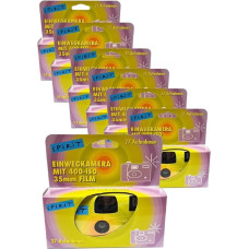 7 x PHOTO PORST Edition Spirit Disposable Camera in Green, Colourful, with Flash, Batteries and Film (Pack of 7, 27 Shots Each)