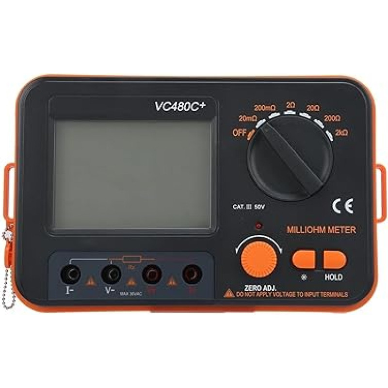Widerstandsmesser, Handwiderstandsmessgerät VC480C 0,01 mΩ-2 kΩ 6-figes digitales Milliohmmeter 4-Leiter-Messung Niederwiderstandsmessgerät