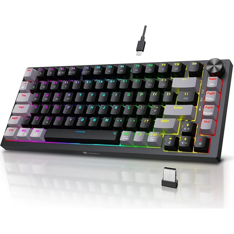 KOORUI žaidimų klaviatūros, 26 RGB apšviesta mechaninė klaviatūra, suderinama su belaidžiu/laidiniu 