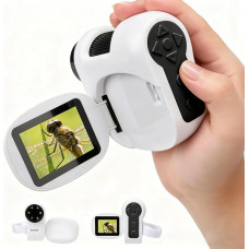 Longzhuo Kindermikroskop mit 100-1600-fachem Zoom und LED, 3-in-1-Handmikroskop für Kinder, Wissenschafts-Gadget, Geschenk für Kinder im Alter von 4-12 Jahren (schwarz)