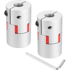 QUARKZMAN Pack of 2 D40 L66 15 mm to 15 mm Flexible Plum Shaft Coupling Aluminium Connection Flexible Spider Coupling for 3D Printer CNC Machine and Servo Step (Silver Colour/Red)