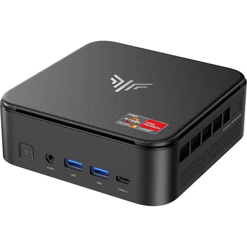 NiPoGi E3B mini kompiuteris su ΑMD Ryzen 5 7430U (maks. 4,3 GHz, 6C/12T, geresnis nei 5500U/5675U), 32 GB (16 + 16 GB) dviejų kanalų RAM/1 TB SSD, mini stalinis kompiuteris su WiFi 6/BT 5.2/4K trigubu ekranu/VESA palaikoma