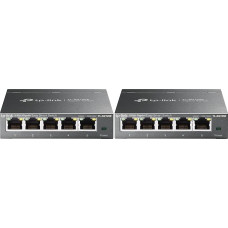 TP-Link TL-SG105E 5 prievadų Gigabit Easy Smart valdomas tinklo komutatorius (Plug and Play, metalinis korpusas, QoS, IGMP Snooping, LAN skirstytuvas, centrinis valdymas, efektyvus energijos vartojimas) (2 vnt.)