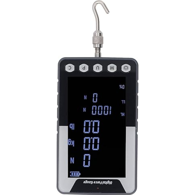 Garosa 50N Digital Force Gauge, Push-Pull Meter with Large Colour Display, 3 Modes (Real Time, First), N/kg/lb Units for Industrial Use in Laboratory (EU Plug)