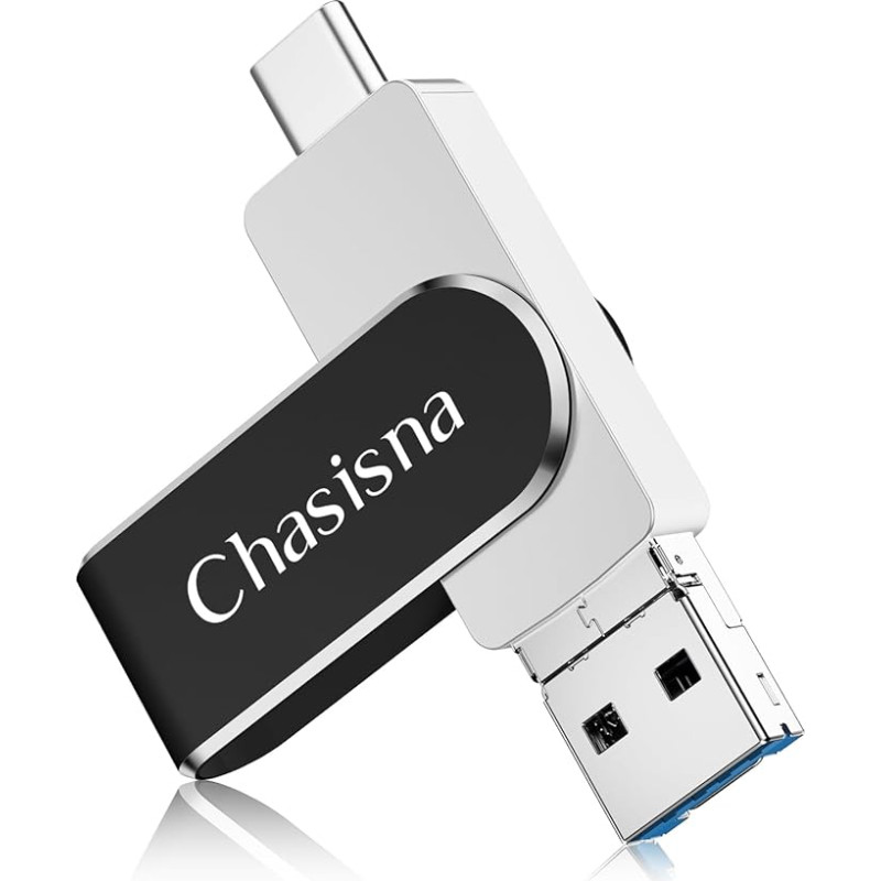 USB atmintinė telefonui 256 GB 3 in 1 atmintinė su USB, i 0S ir C tipo prievadu, suderinama su telefonu, planšetiniu kompiuteriu, kompiuteriu ir 