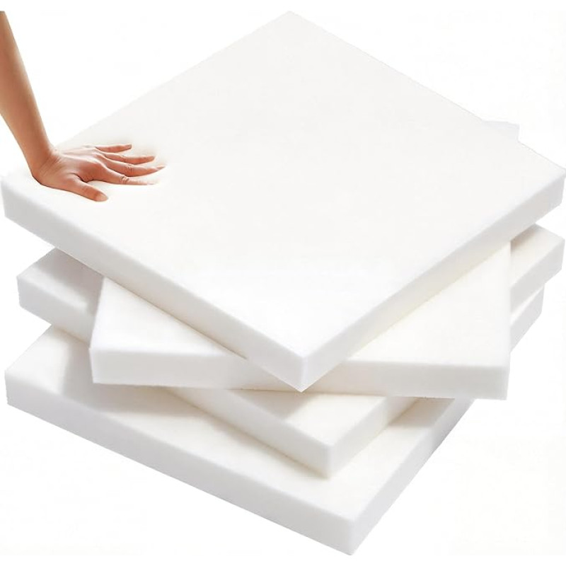 Ersatz-Couch-Kissen, Schaumstoffpolsterung, 61 x 61 x 5 cm, hochdichte, zuschneidbare Sitzkisseneinsätze für Möbel und Autositze, 4 Stück